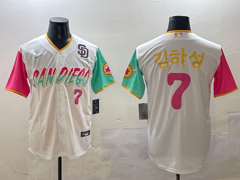 Men San Diego Padres #7 H.S.Kim White City Edition 2025 Nike MLB Jersey style 3->san diego padres->MLB Jersey